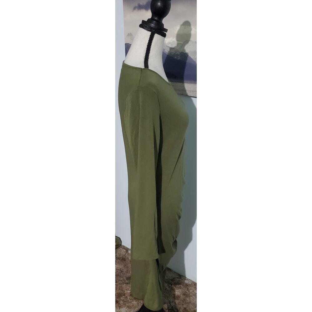 Olive Green Ruched Mini Dress - Picture 3 of 6